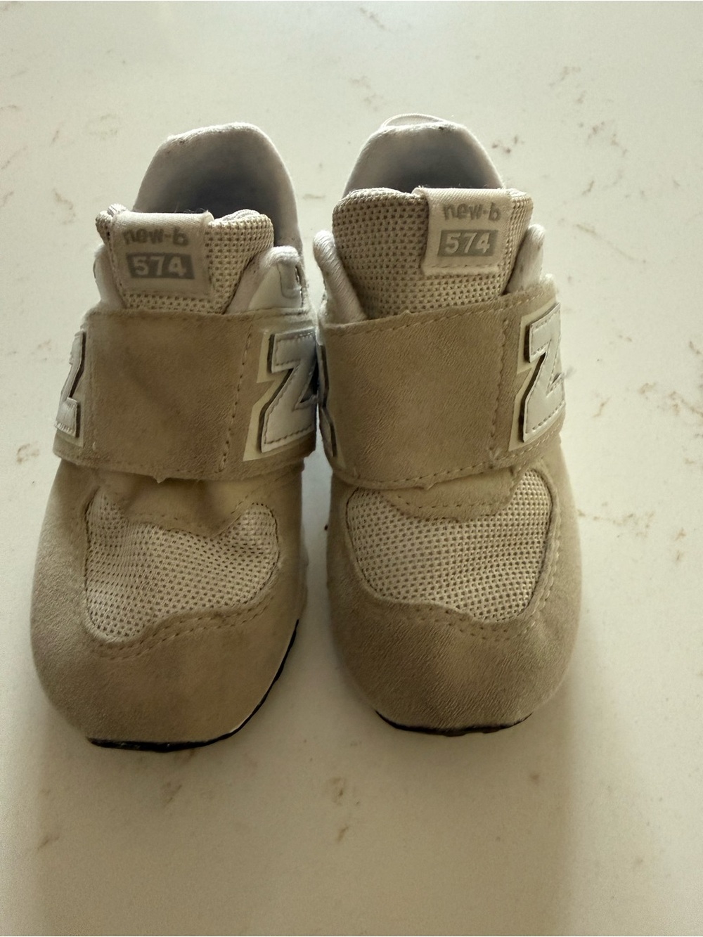 New Balance Kids 574 Beige/Tan Velcro Sneakers